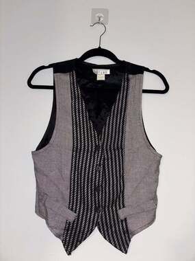 Casey & Max Vintage Gray and Black Striped Vest Waistcoat